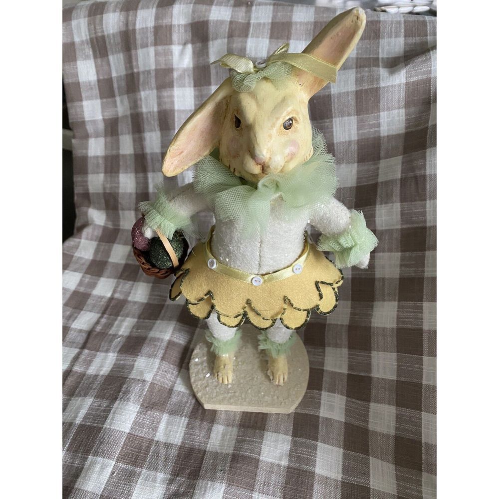 Bethany Lowe Bunny Vintage 10.5" Collectable Circus Edition, Yellow &Green